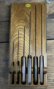 CASE XX Solid Oak 6 KNIFE DRAWER STORAGE BLOCK w/ SHARPENER + 3 Case XX Knives - Picture 1 of 24