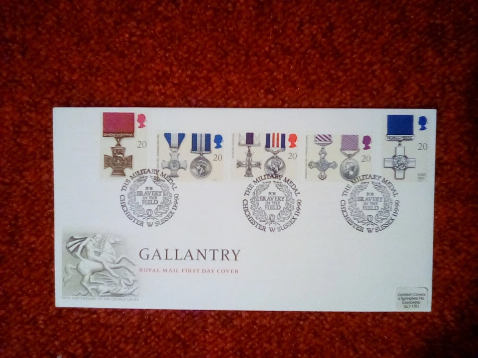 GB FDC 1990 GALLANTRY MILITARY MEDAL CHICHESTER SPECIAL P/MARK - Image 1 of 1