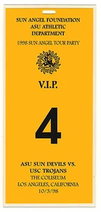 Boleto del estado de Arizona vs USC 1998, pase VIP, fiesta Sun Angel Tour, Coliseo - Imagen 1 de 2