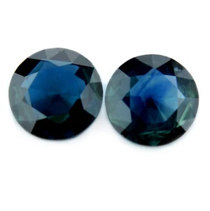 Certified Natural 0.71ct Teal Sapphire VS 4.6mm Rose Cut Round Matching Pair - Picture 1 of 2