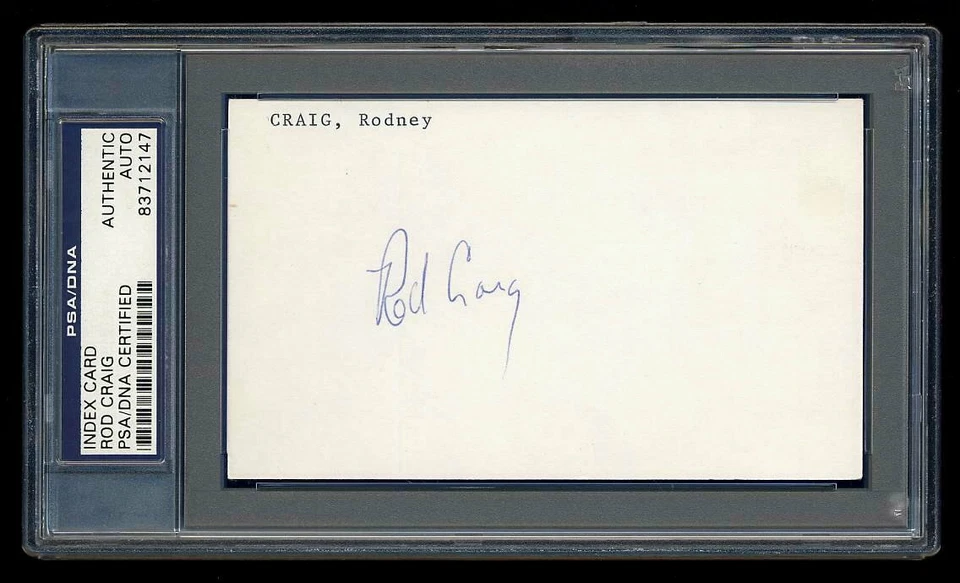 RODNEY CRAIG SIGNED INDEX CARD PSA/DNA AUTOGRAPHED ROD SEATTLE MARINERS INDIANS - Image 1 of 1