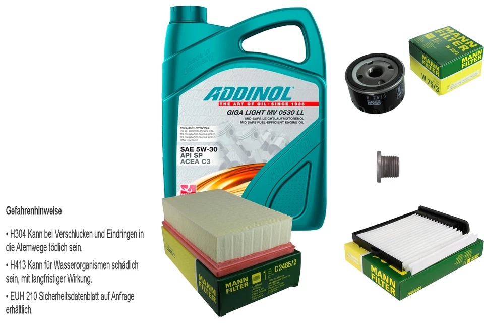 MANN Inspektionspaket 5L ADDINOL GIGA LIGHT MV 0530 LL 5W-30 für Nissan Tiida - Bild 1 von 1
