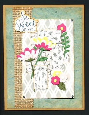 Tarjeta de agradecimiento hecha a mano flores de arpillera de felicitación tan dulces que debes ver Foto 1 de 3