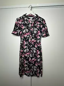 Diane Von Furstenberg Polly Dee Shirt Dress Silk Floral Collar Size US 10 AU 14 - Picture 1 of 4