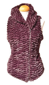 PATAGONIA Pelage Vest Plum Purple Fleece Faux Fur Asymmetrical Full Zip M Womens - Picture 1 of 5