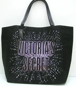 Victoria s Secret Tote Bag / Shopper / Bolso de playa de lona con decoración de mica - Imagen 1 de 6