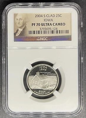 2004-S Clad Proof Iowa Quarter NGC PF-70 UCAM, Buy 3 Items, Get $5 Off! - Image 1 of 2