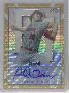 2021 LEAF PERFECT GAME METAL GOLD WAVE AUSTIN HENRY AUTO # 2/2
