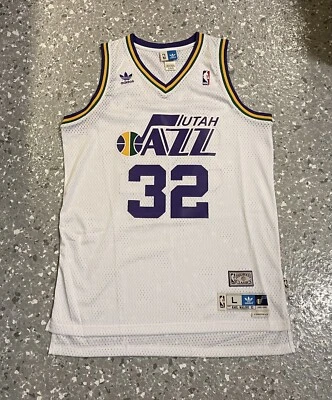 Camiseta masculina grande Karl Malone Utah Jazz HWC Adidas Swingman nova sem etiquetas - Imagem 1 de 4