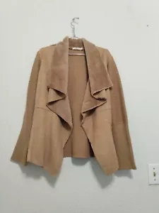 Chaqueta Suéter Abierta Hazel Para Mujer Tostada Imitación Gamuza Piel Tejida Cascada Talla L - Imagen 1 de 10