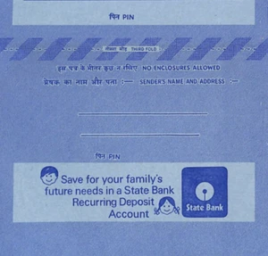 INDIA Unused Postal Stationery Inland AIR LETTER 20NP AEROGRAMME Advert YN123 - Picture 1 of 12