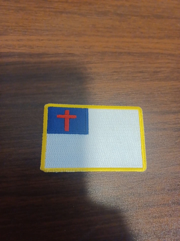 CHRISTIAN FLAG PATCH JESUS CHRIST RELIGIOUS embroidered iron-on EMBLEM JESUS new - Image 1 of 2