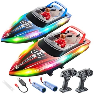 2 Pack 10" Fast RC Boat 15KPH, Pool/Saltwater, Summer Toy for Kids Adults - Picture 1 of 12