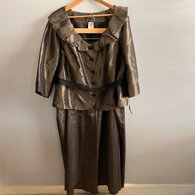 Alex Evenings NWT Pewter 2pc Dress & Jacket Metallic Mother of the Bride Size 3X - Image 1 of 4