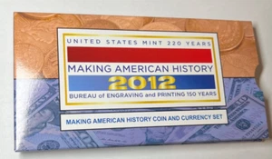 2012 Making American History Coin and Currency Set- Proof Silver Eagle & $5 Note - Picture 1 of 6