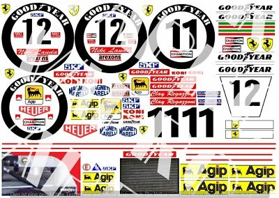 Body Decals 1/8 Niki Lauda Ferrari 312 B3 Ungarn GP 1974--Neu D165   - Bild 1 von 4