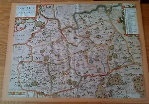 Mappa del Surrey del XVII secolo di Kip Saxton - Foto 1 di 4