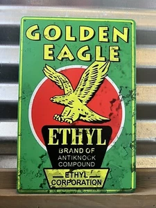 GOLDENE ADLER ETHYL ANTIKNOCK ZUSAMMENSETZENDES ZINNSCHILD 8""X12"" DISTRESSED LOOK - Bild 1 von 1