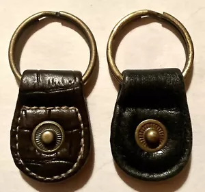 SCHWARZ & BRAUN LEDER SCHLÜSSELANHÄNGER MIT METALLVERSCHLUSS MITTIG VINTAGE 1980er 2 Schlüsselanhänger Set - Bild 1 von 2