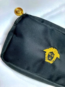 GIANNI VERSACE VINTAGE 90s MEDUSA HEAD EMBROIDER MAKE-UP POUCH BAG BLACK MEDIUM - Bild 1 von 20