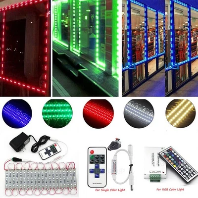 5050 SMD 3LED Module Lights 12V STORE FRONT Window Advertising Lamp+Remote+Power - Image 1 of 4