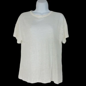 Rag Bone Womens Linen Knit Top Small Ivory Stretch Short Sleeve Pullover Shirt - Picture 1 of 7