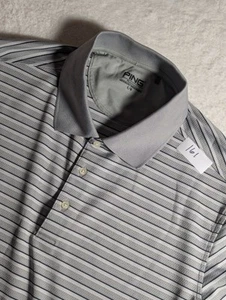 PING Collection Polo Shirt Men's Golf Performance Large Grey Striped - Picture 1 of 15