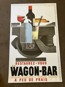Original Lthographic "Wagon Lits" Art Deco Second Printing French Travel Poster - Picture 1 of 3