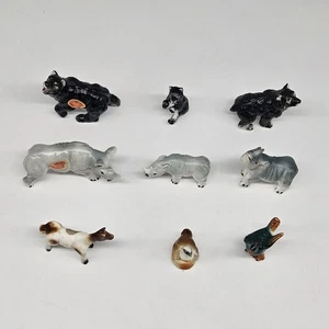 Vtg Mini Figurine Porcelain Animal Bear Rhino Horse Bird Lot of 9 Shiken China - Picture 1 of 1