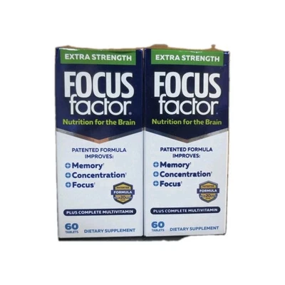 2 X Focus Factor Extra Fuerza Suplemento Cerebral 60 COMPRIMIDOS CADA UNO CADUCADO 2027  Foto 1 de 3