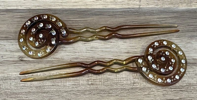 Peines de pelo vintage Art Nouveau estilo Art Deco espiral estrás selecciones Foto 1 de 4