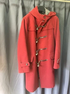 Burberry Vintage Wool Red Gray Nova Check Long Duffle Coat Men's MADE IN JAPAN - Picture 1 of 24