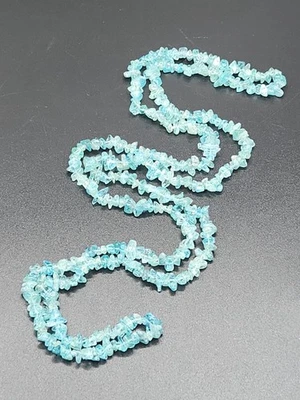 Colar de contas de água-marinha pequeno chip sem fecho - Imagem 1 de 4