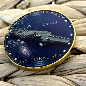 USS CORAL SEA CV-43 IMPRINTED Challenge Coin USN-US NAVY - Picture 1 of 2