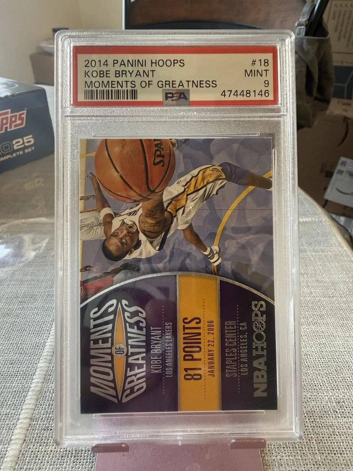 2014 PANINI HOOPS MOMENTS OF GREATNESS #18 KOBE BRYANT HOF PSA 9 - Image 1 of 2