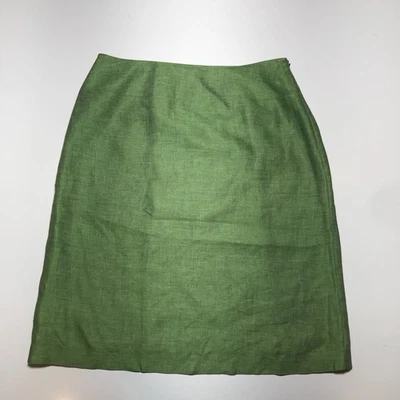 Le Suit Petite Skirt Womens 10P Straight & Pencil Green 100% Linen Fully Lined - Image 1 of 4