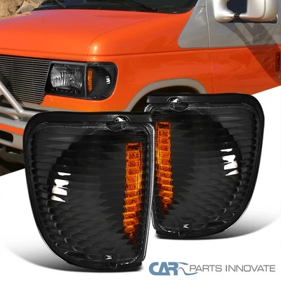 Fit 92-07 Ford E150 E250 E350 E450 Econoline Matte Black Signal Corner Park Lamp Foto 1 de 4