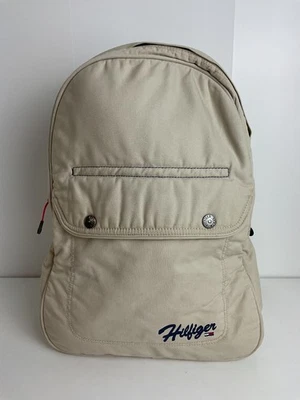 Mochila Mochila Bolso Tommy Hilfiger Vintage Años 90 Crema Escritura Logo Y2K Denim Foto 1 de 4