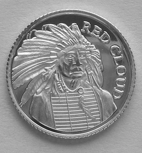 (100) 1 GRAM .999 PURE SILVER RED CLOUD CHIEF OF OGLALA DAKOTA SIOUX INDIANS b2 - Picture 1 of 2