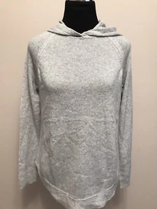 $355 NWT Theory Curved Hem Hoodie Feather Cashmere Foggy Gray Sweater sz S - Picture 1 of 8