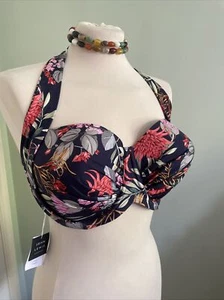 John Lewis Arizna Sling Halter Bikini Top Bra Size 36F BNWT Flower Print RRP £29 - Picture 1 of 9
