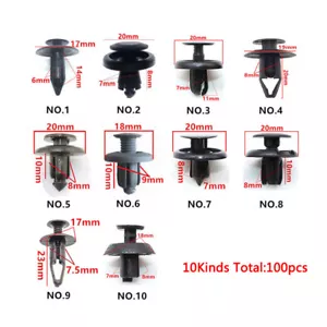 100X Car Body Retainer Push Pin Rivet Clip Trim Panel Moulding Assortment - Foto 1 di 12