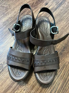 Born Women’s Wedge Platform Sandals Size 9/40 1/2 Sling Back All Leather Brown - Picture 1 of 12