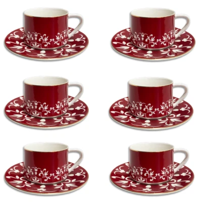 Juego de 12 tazas de té de café con tema de vacaciones de Navidad turcas rojas Foto 1 de 4
