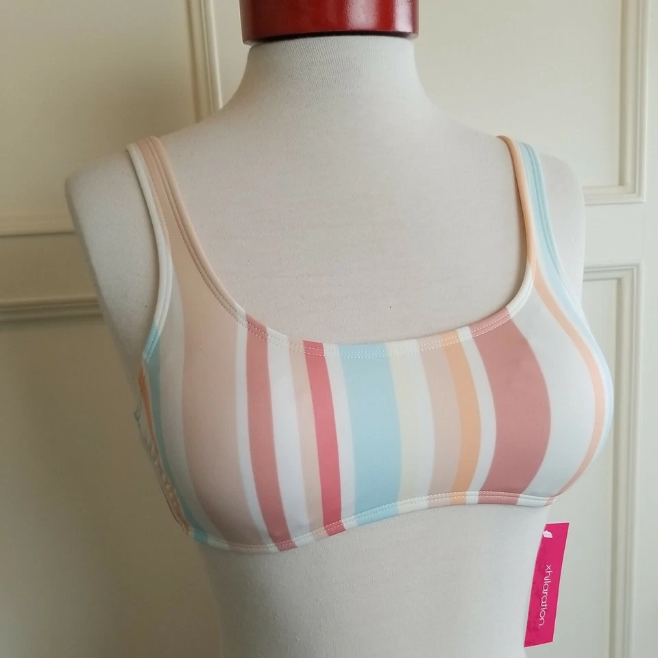 Bikini a Rayas Xhilaration Juniors M Mediano Bralette Parte Superior Parte Inferior 2 Piezas Traje de Baño Foto 1 de 4