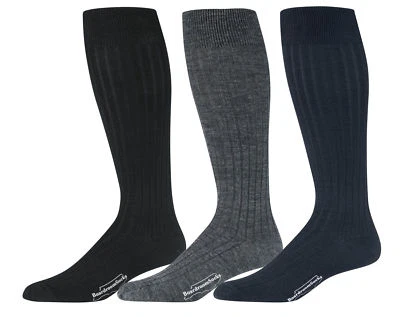Men's Over the Calf Dress Socks, Merino Wool Knee High Ribbed Socks - Image 1 of 4
