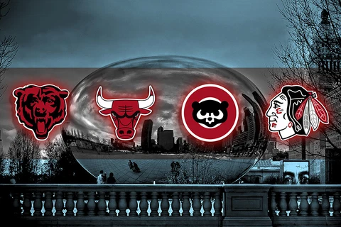CHICAGO SPORTS TEAMS Chicago Cubs Bulls Bears Blackhawks  12x18in Free Shipping Cover