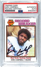 1979 Topps RB EARL CAMPBELL Signed Auto Oilers Rookie Card #331 PSA/DNA Slabbed