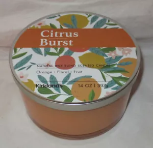 Kirkland's 14 oz Jar 3-Wick Natural Wax Blend Scented Candle CITRUS BURST - Picture 1 of 3
