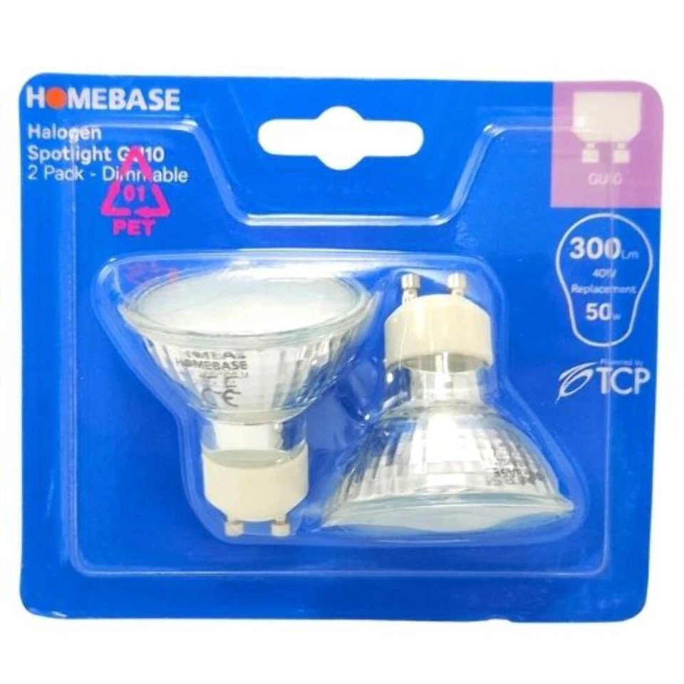Homebase Halogen Spotlight Light Bulbs GU10 300LM 40W 2 Pk - Image 1 of 1